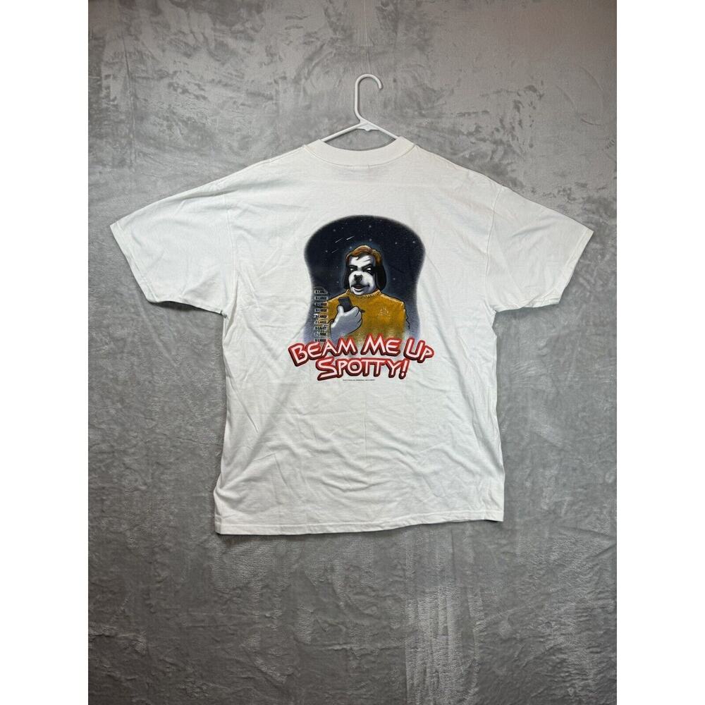 Vintage Big Dog Shirt Adult Extra Large White Star Trek Beam Me Up Scotty Parody